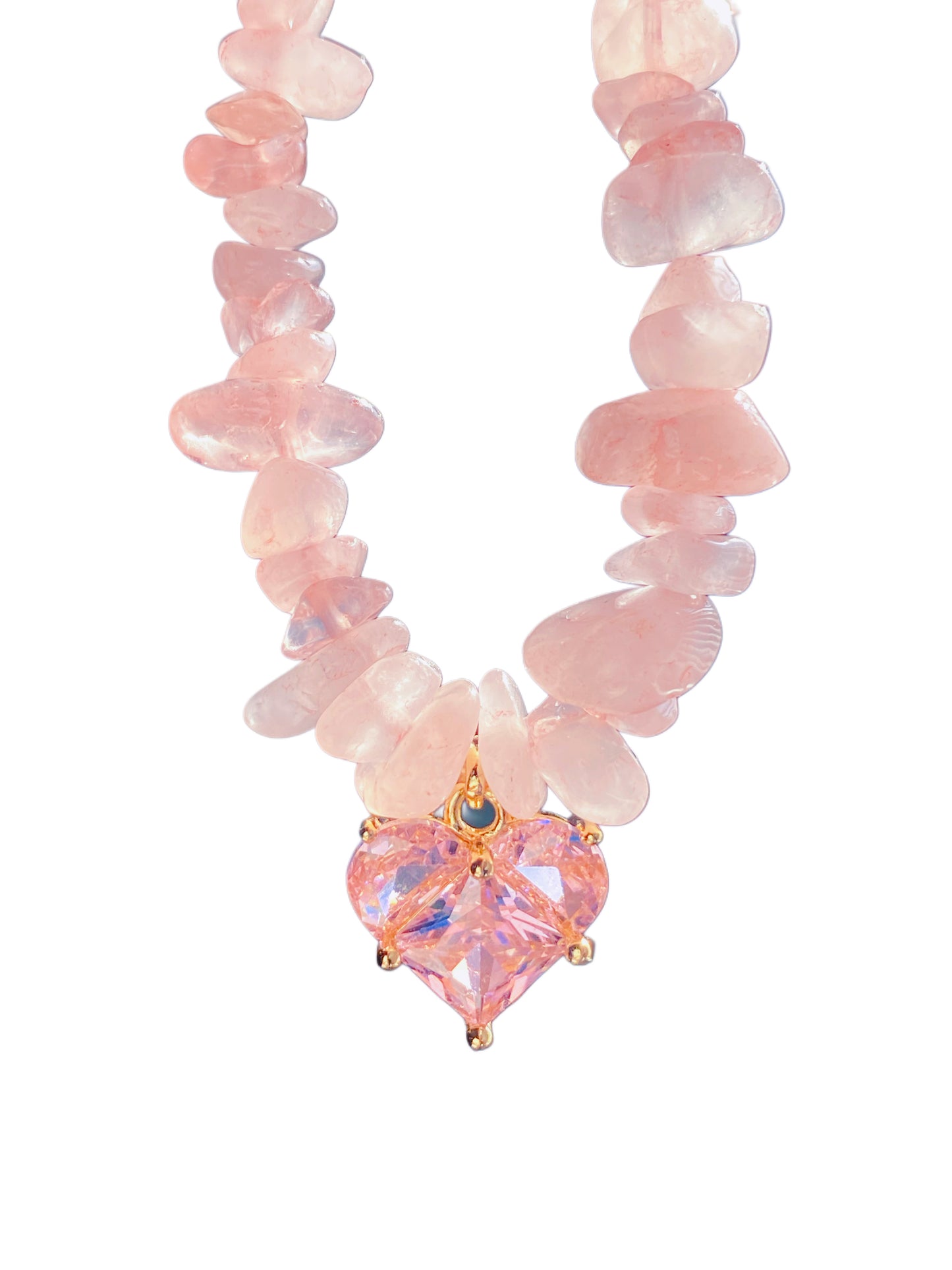 Crystal Pink Rose Quartz Necklace