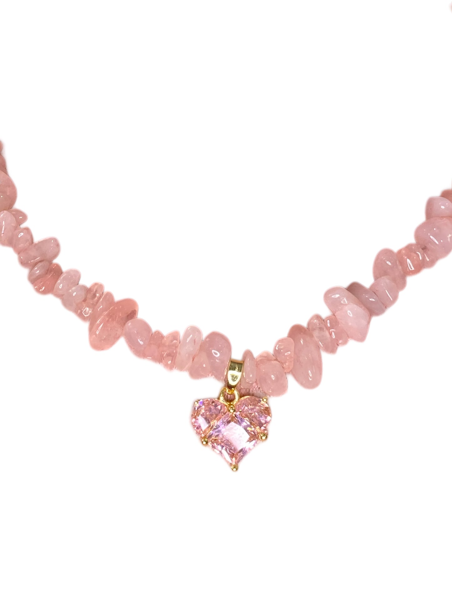 Crystal Pink Rose Quartz Necklace