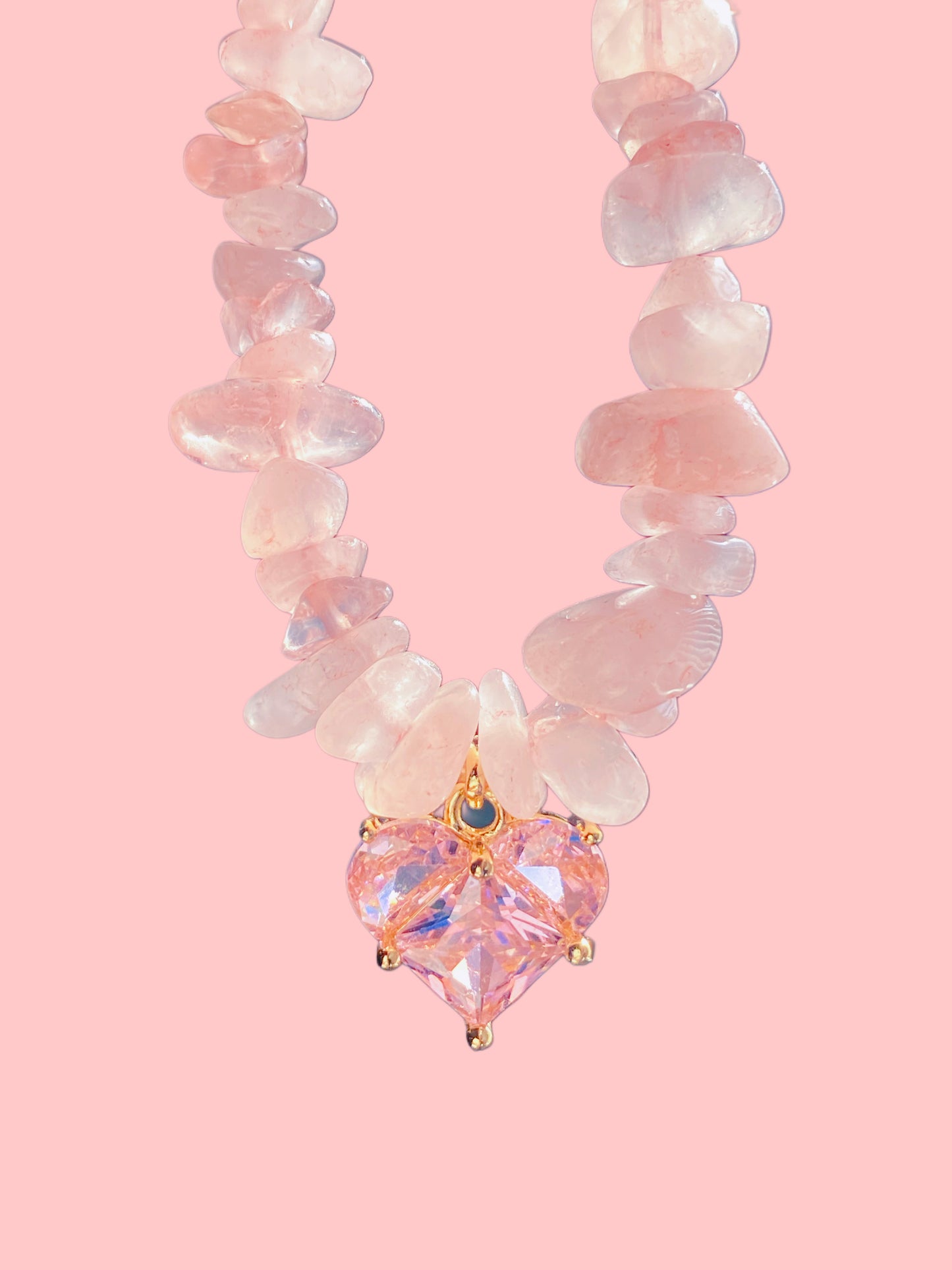 Crystal Pink Rose Quartz Necklace