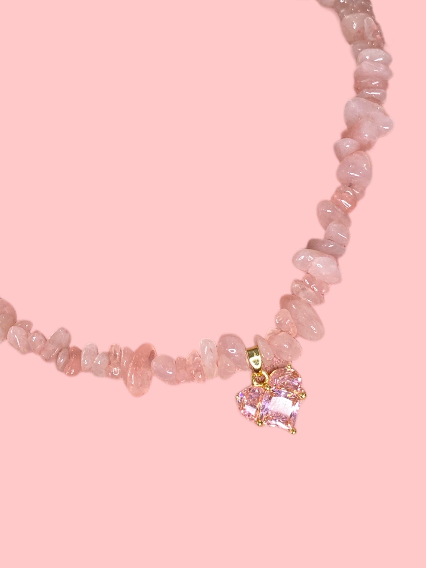 Crystal Pink Rose Quartz Necklace