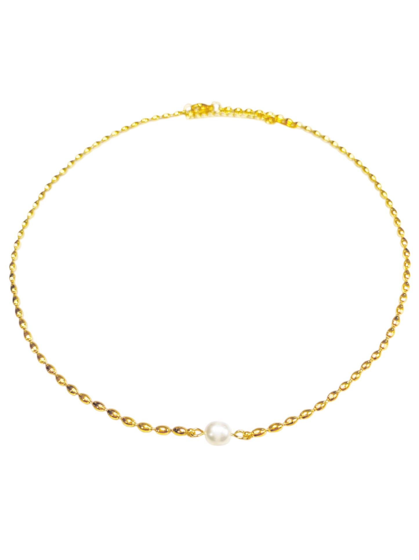 Oval Link Pearl Necklace