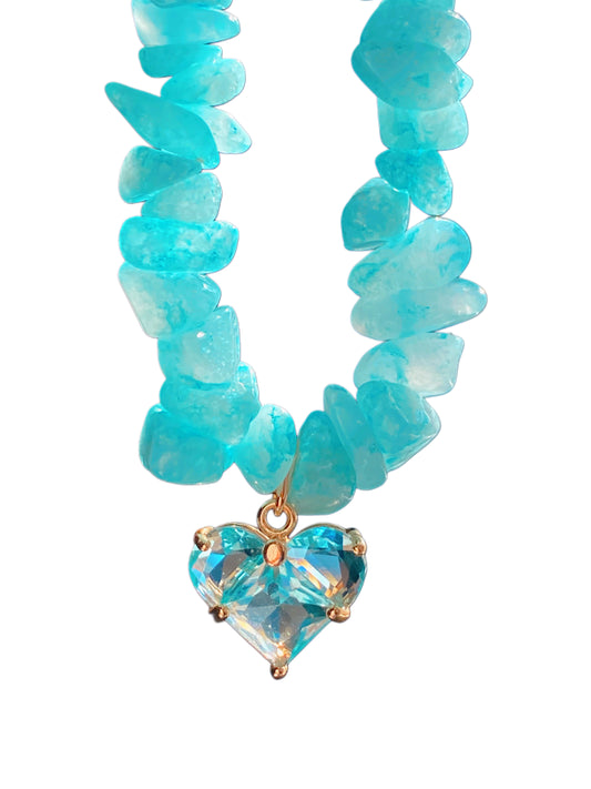 Crystal Blue Stone Necklace